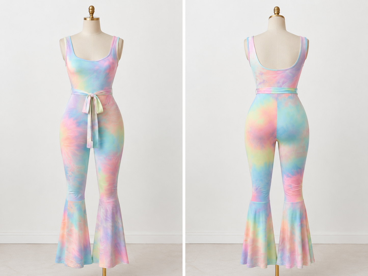 Pastel Dreams Tie-Dye Flare Jumpsuit (Pre-Order Now)