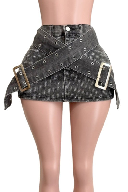 Edgy Rhinestone Skirt (Pre-Order)
