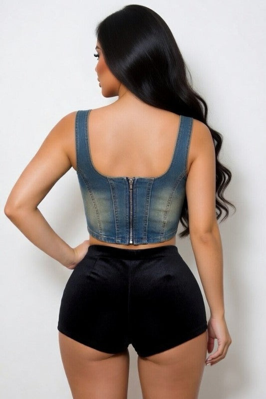 Indigo Edge Corset Crop Top (Pre-Order Now)