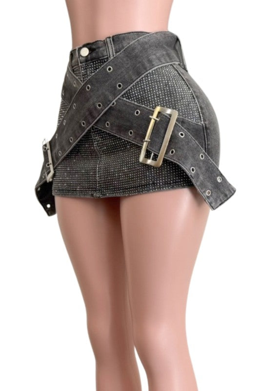 Edgy Rhinestone Skirt (Pre-Order)