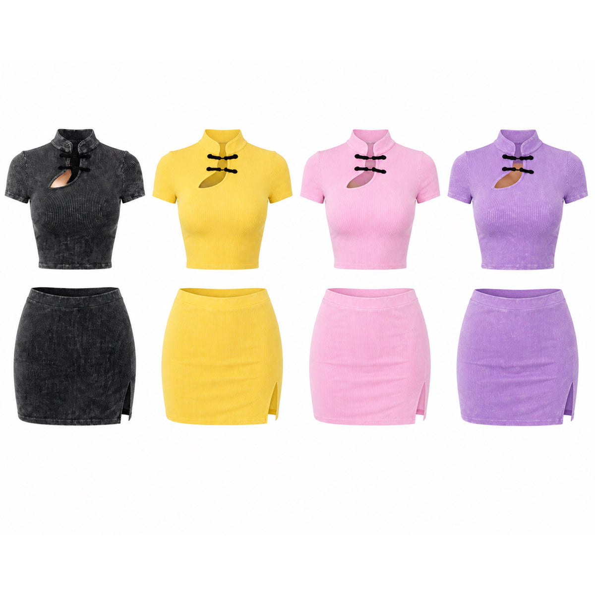 Sakura Ribbed Mini Skirt Set