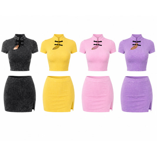 Sakura Ribbed Mini Skirt Set