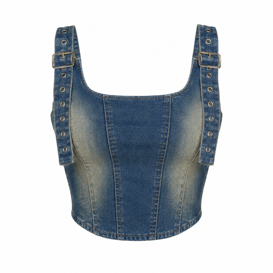 Indigo Edge Corset Crop Top