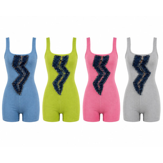 Denim Desire Ribbed Romper